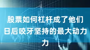 股票如何杠杆成了他们日后咬牙坚持的最大动力